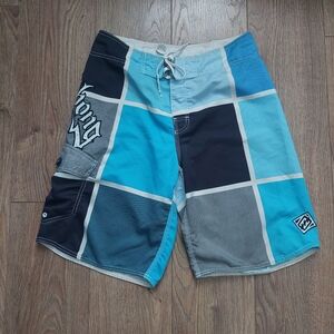Billabong Surf Y2k Spell Out Men's Blue and Gray Swim Shorts 32 S